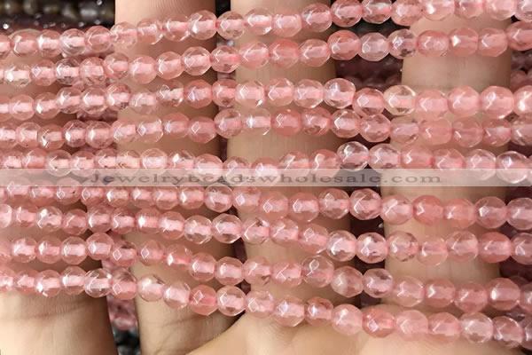 CTG2501 15.5 inches 4mm faceted round cherry quartz beads