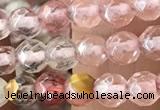 CTG2502 15.5 inches 4mm faceted round volcano cherry quartz beads