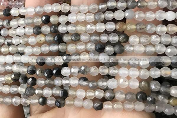 CTG2507 15.5 inches 4mm faceted round quartz beads wholesale