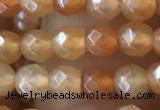 CTG2519 15.5 inches 4mm faceted round red aventurine beads