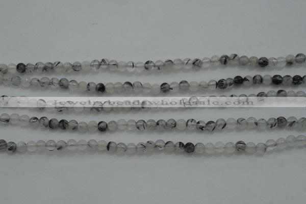 CTG254 15.5 inches 3mm round tiny black rutilated quartz beads