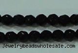 CTG30 15.5 inches 3mm faceted round black agate beads wholesale