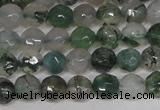 CTG301 15.5 inches 3mm faceted round ting moss agate beads