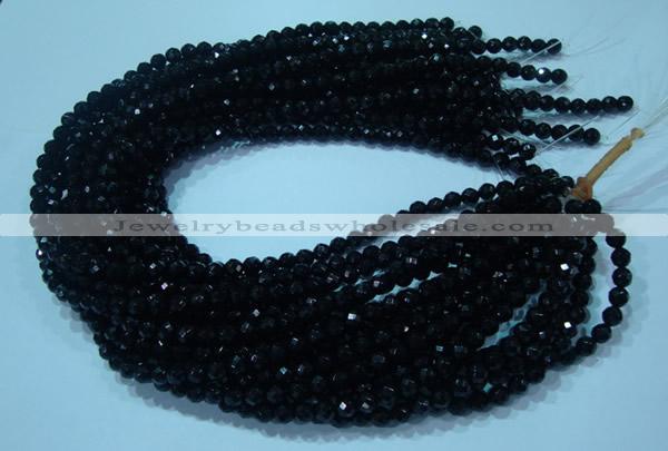 CTG32 15.5 inches 6mm faceted round black agate beads wholesale