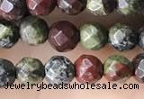 CTG3562 15.5 inches 4mm faceted round dragon blood jasper beads