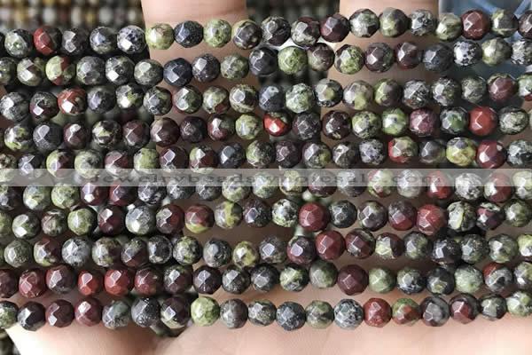 CTG3562 15.5 inches 4mm faceted round dragon blood jasper beads