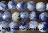 CTG3572 15.5 inches 4mm faceted round blue spot stone beads