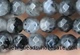 CTG3586 15.5 inches 4mm faceted round black labradorite beads