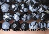 CTG3595 15.5 inches 4mm faceted round snowflake obsidian beads