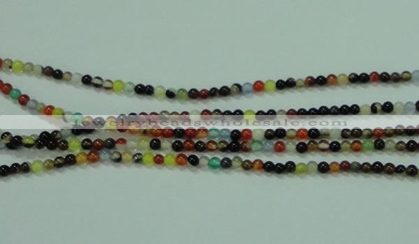 CTG50 15.5 inches 2mm round tiny multi-color agate beads wholesale