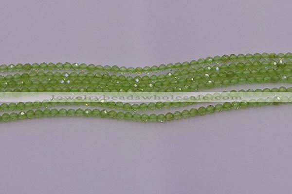 CTG500 15.5 inches 2mm faceted round tiny peridot gemstone beads