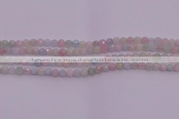 CTG505 15.5 inches 4mm faceted round tiny morganite beads