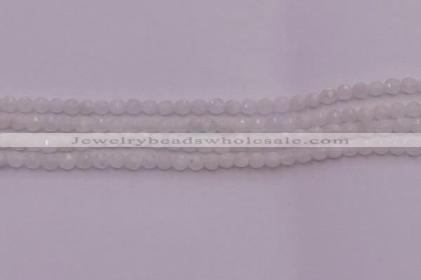 CTG506 15.5 inches 4mm faceted round tiny white moonstone beads