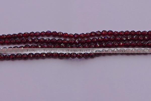 CTG510 15.5 inches 4mm faceted round tiny red garnet beads