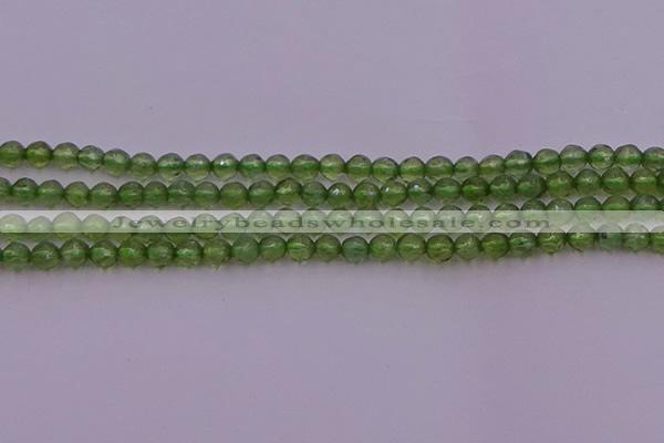 CTG512 15.5 inches 4mm faceted round tiny green apatite beads