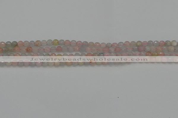 CTG551 15.5 inches 4mm faceted round tiny morganite beads