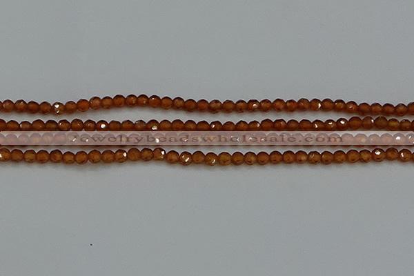 CTG554 15.5 inches 4mm faceted round tiny orange garnet beads