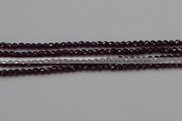 CTG555 15.5 inches 4mm faceted round tiny purple garnet beads