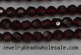 CTG556 15.5 inches 4mm faceted round tiny red garnet beads