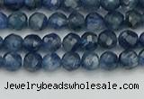 CTG557 15.5 inches 4mm faceted round tiny blue kyanite beads