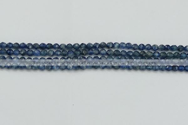 CTG557 15.5 inches 4mm faceted round tiny blue kyanite beads