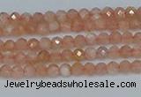 CTG607 15.5 inches 3mm faceted round peach moonstone beads