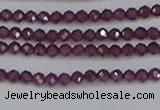 CTG619 15.5 inches 2mm faceted round Indian purple garnet beads