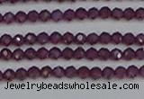 CTG620 15.5 inches 3mm faceted round Indian purple garnet beads