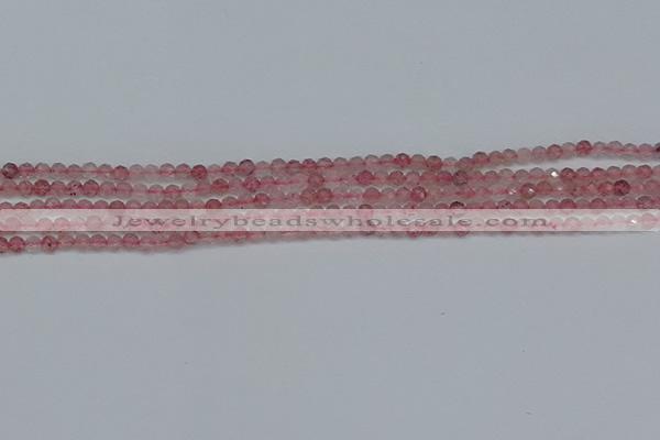 CTG625 15.5 inches 2mm faceted round strawberry quartz beads