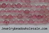 CTG626 15.5 inches 3mm faceted round strawberry quartz beads