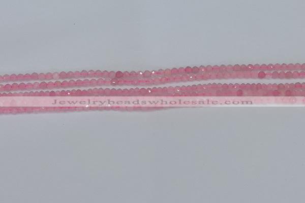 CTG635 15.5 inches 2mm faceted round Madagascar rose quartz beads