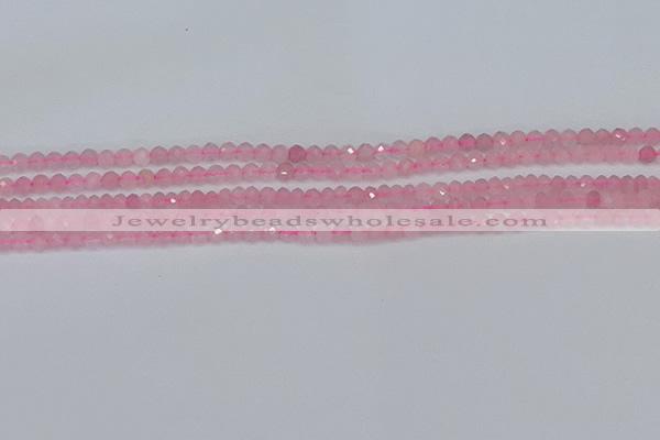 CTG636 15.5 inches 3mm faceted round Madagascar rose quartz beads