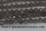 CTG640 15.5 inches 3mm faceted round smoky black obsidian beads