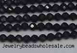 CTG644 15.5 inches 3mm faceted round black tourmaline beads