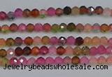 CTG651 15.5 inches 2mm faceted round tourmaline gemstone beads