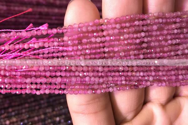 CTG705 15.5 inches 2mm faceted round tiny pink tourmaline beads