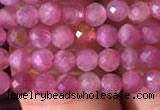 CTG707 15.5 inches 4mm faceted round tiny pink tourmaline beads