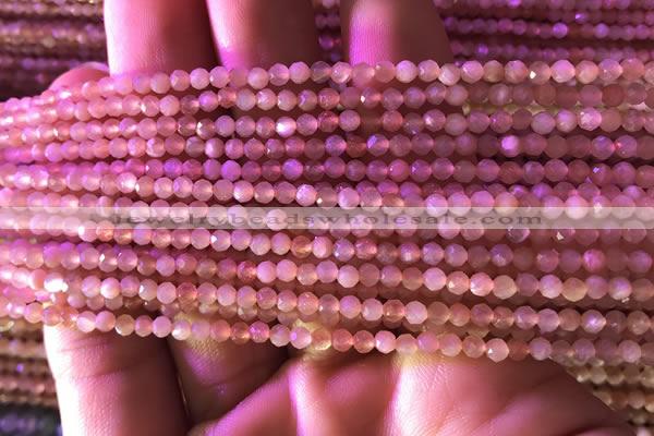 CTG737 15.5 inches 3mm faceted round tiny sunstone beads