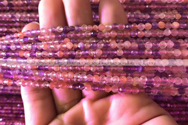 CTG741 15.5 inches 3mm faceted round tiny mixed quartz beads