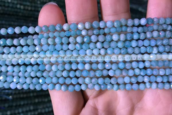 CTG766 15.5 inches 4mm faceted round tiny amazonite gemstone beads