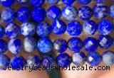 CTG783 15.5 inches 4mm faceted round tiny lapis lazuli beads wholesale