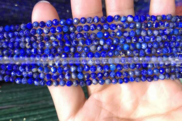 CTG783 15.5 inches 4mm faceted round tiny lapis lazuli beads wholesale