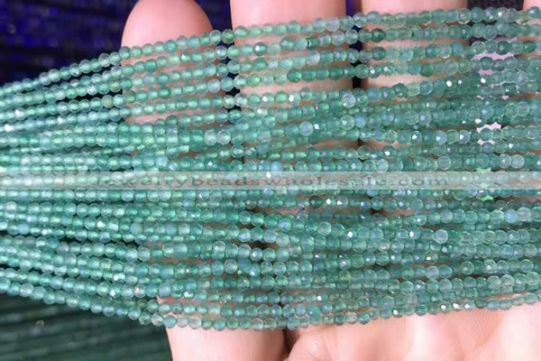 CTG827 15.5 inches 2mm faceted round tiny green agate beads