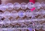 CTG835 15.5 inches 4mm faceted round tiny white moonstone beads