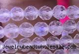 CTG836 15.5 inches 6mm faceted round tiny white moonstone beads