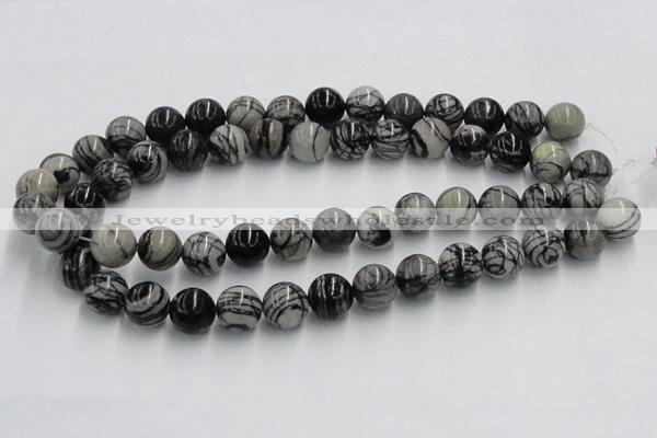 CTJ03 16 inches 14mm round black water jasper beads wholesale