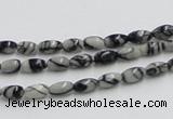 CTJ04 16 inches 4*7mm rice black water jasper beads wholesale