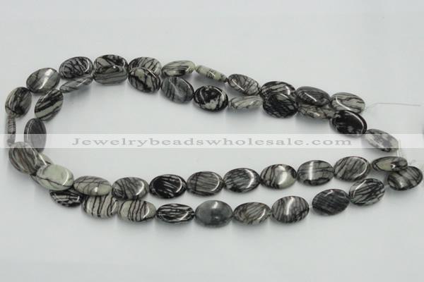 CTJ12 16 inches 13*18mm oval black water jasper beads wholesale