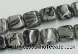 CTJ15 16 inches 12*12mm square black water jasper beads wholesale