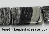 CTJ19 16 inches 25*35mm rectangle black water jasper beads wholesale